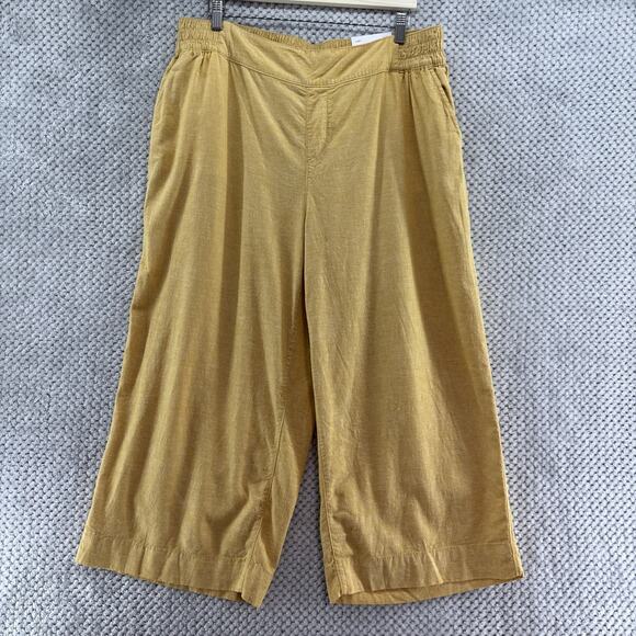Lane Bryant Pants - Lane Bryant Wide Leg Crop Pants Women 16 Yellow Mustard Linen Collection MidRise